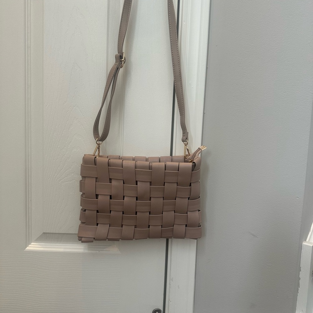 Woven Tan Shoulder Bag